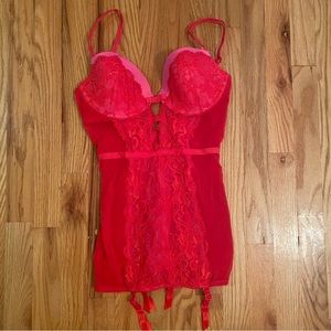 Victoria’s Secret lingerie red sexy 34D teddy red and pink